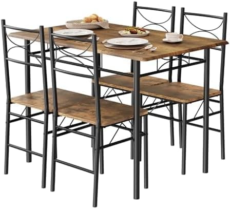WOLTU Vintage Braun Küchentisch Set für 4 Personen
| WOLTU Vintage Braun Essgruppe Set mit 4 Stühlen
| WOLTU Vintage Br