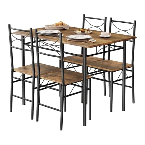 WOLTU Vintage Braun Küchentisch Set für 4 Personen
| WOLTU Vintage Braun Essgruppe Set mit 4 Stühlen
| WOLTU Vintage Br