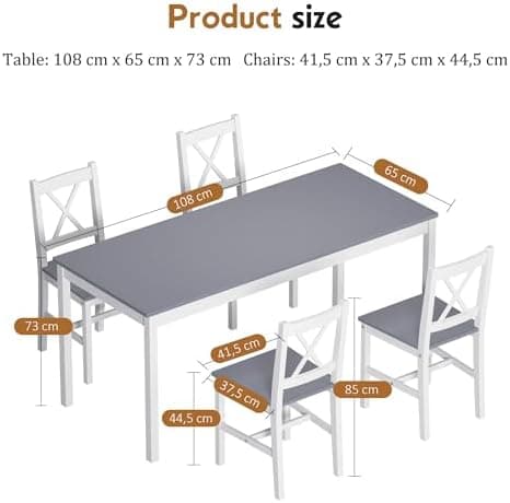 SogesHome Essgruppe Holzwerkstoffe Esszimmer Möbel Set mit 4 Stühlen Schlichtes Design für Esszimmer
SogesHome MDF Essgr