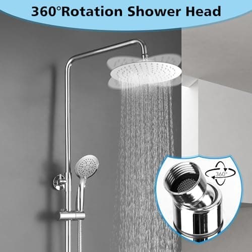 24,5 cm Regenduschkopf Edelstahl fester Kopfbrause für Dusche 360° verstellbar mit Anti-Kalk-Düsen, G1/2'', Silber - Reg