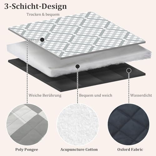 Wasserdichte Picknickdecke XXL Gitter-Grau für Strand und Camping 200x200cm