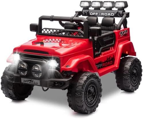 HAUSPROFI Kinder Elektroauto 12V - Elektro Kinderauto mit 2,4G Fernbedienung, LED, Bluetooth und Musik für 3-5 km/h - id