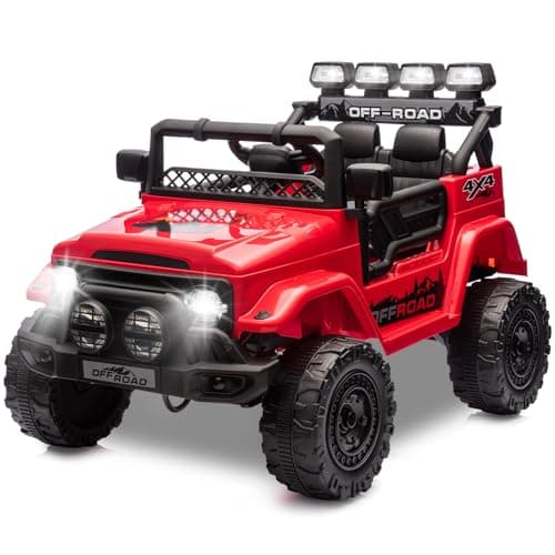HAUSPROFI Kinder Elektroauto 12V - Elektro Kinderauto mit 2,4G Fernbedienung, LED, Bluetooth und Musik für 3-5 km/h - id