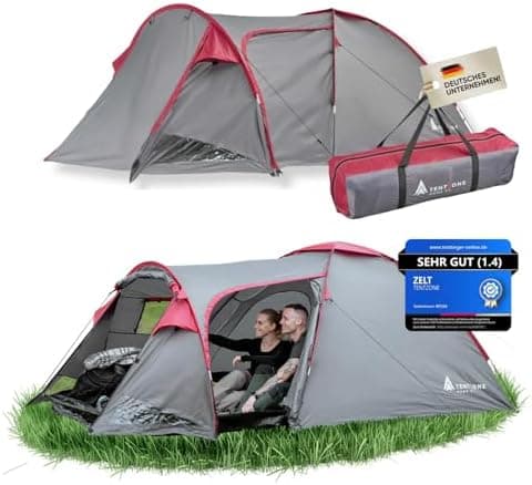 Dome01 Wasserdichtes 2-3 Personen Campingzelt 4000mm, Vorraum mit abnehmbarem Bodenplane, Belüftungsöffnungen, Grau
