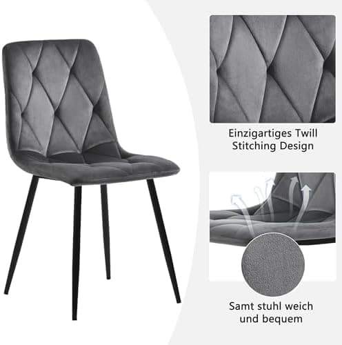 HAUSPROFI Küchen Esstisch Set für Küche Esszimmer Wohnzimmer - 5-teiliges Sechseckiges Esstisch Set mit 4 Stühlen (Grau