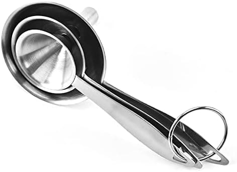 3 in 1 Metalltrichter, Edelstahl Küchentrichter Set für Übertragen von ätherischen Ölen, Flüssigkeiten, trockenem Pulver