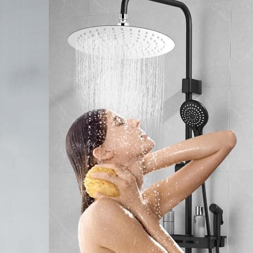 24,5 cm Regenduschkopf Edelstahl fester Kopfbrause für Dusche 360° verstellbar mit Anti-Kalk-Düsen, G1/2'', Silber - Reg