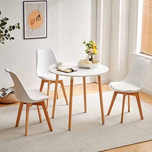 H.J WeDoo Skandinavisches Esszimmer Esstisch Set mit 4 Stühlen Eiscreme-Grün 100cm