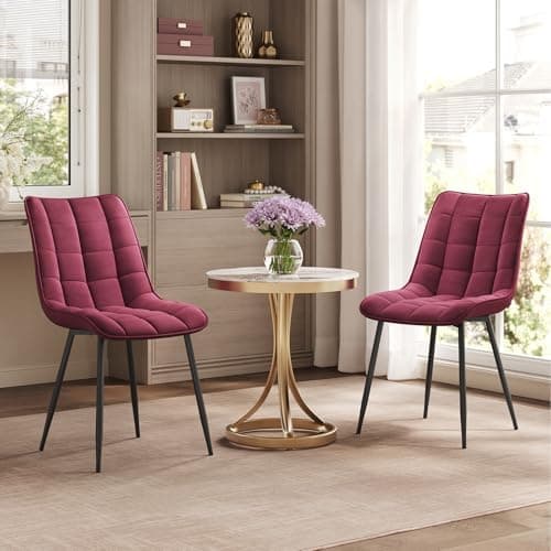 WOLTU Esszimmerstühle 2er Set, gepolstert mit Samt, für Wohn- und Esszimmer, Hochlastige Küchenstühle, Dunkelgrau