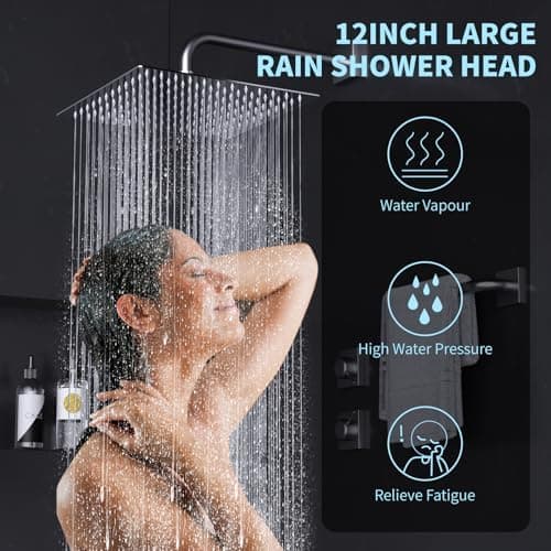 Regendusche Duschkopf Edelstahl Hochdruck 360° Schwenkbar Spa-Duscherlebnis Einfache Montage (Silber, 12 Zoll)