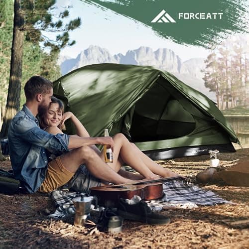 Forceatt 2-3 Personen Zelt, Wasserdicht & Winddicht, 2-Door Ultraleichte Rucksack Zelt für Camping und Outdooraktivitäte