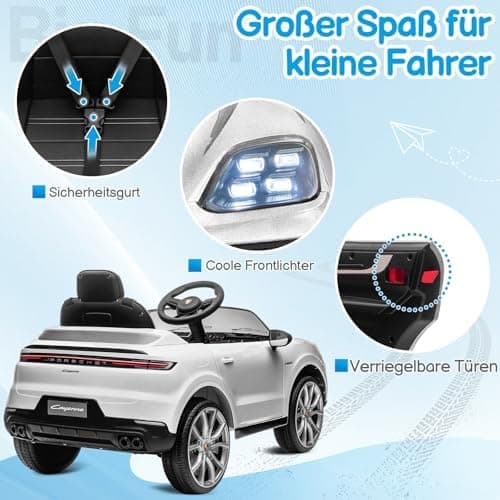 LALAHO Kinder Elektroauto 12V Schwarz mit MP3-Funktion und LED-Leuchten