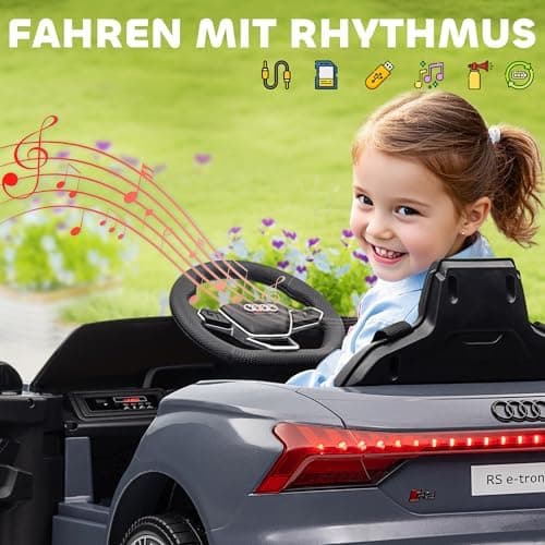 HOMCOM Kinder Elektroauto Weiß für 3-5 Jahrealte Kinder mit 2 Motor, 2,4 GHz Fernbedienung und Sanftstart
