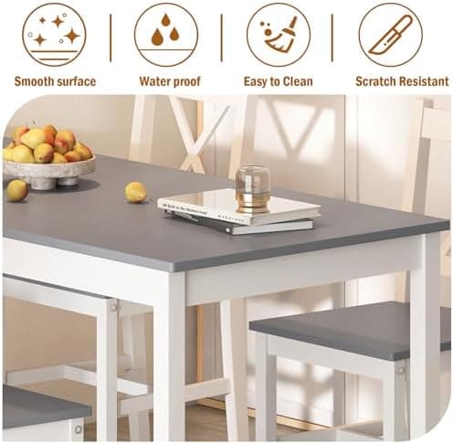 SogesHome Essgruppe Holzwerkstoffe Esszimmer Möbel Set mit 4 Stühlen Schlichtes Design für Esszimmer
SogesHome MDF Essgr
