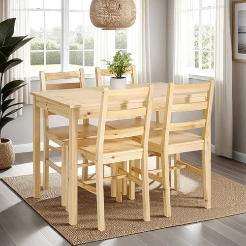 Homestyle4u Esstisch mit 4 Stühlen - Natur Kiefer, Küche Esszimmer, Artikel 3062