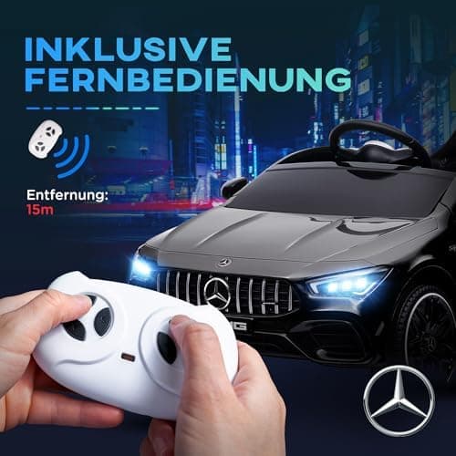 AIYAPLAY Kinder Elektroauto Mercedes-Benz AMG CLA 45 Hellblau 3-6 Jahreuellernmotorisiert Mit Musik Hupe Fernbedienung 2