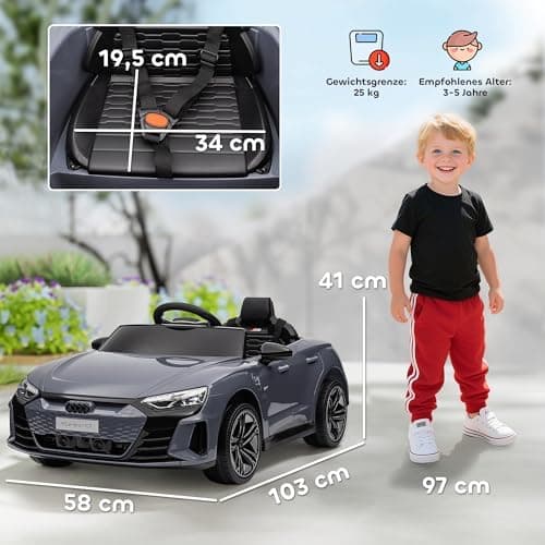 HOMCOM Kinder Elektroauto Weiß für 3-5 Jahrealte Kinder mit 2 Motor, 2,4 GHz Fernbedienung und Sanftstart