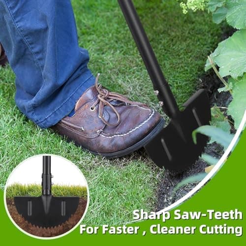 Garten Rasenkantenschneider 91 cm Halbmond-Form Robust Sägezahn Manuell Grasabgrenzung Einfahrt Gehweg Blumenbeet Garten