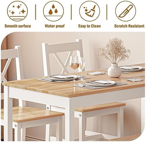 SogesHome Essgruppe Holzwerkstoffe Esszimmer Möbel Set mit 4 Stühlen Schlichtes Design für Esszimmer
SogesHome MDF Essgr