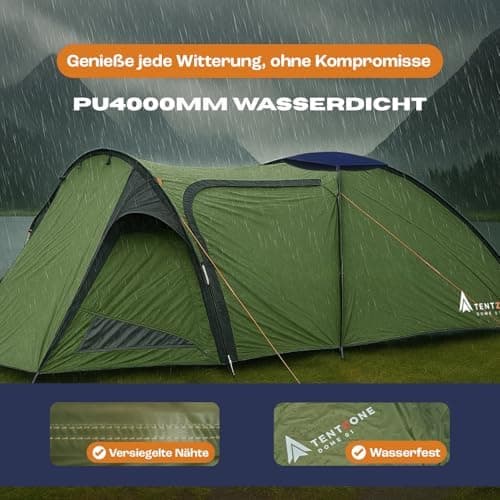 Dome01 Wasserdichtes 2-3 Personen Campingzelt 4000mm, Vorraum mit abnehmbarem Bodenplane, Belüftungsöffnungen, Grau