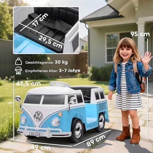 AIYAPLAY Kinder Elektroauto Blau für 3-7 Jahrealte Kinder mit MP3 und LED-Lichter