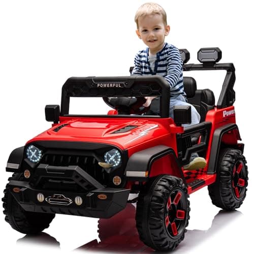 Kinder Elektroauto Schwarz mit Verbesserter Akku 12V 7AH und Sicherheitsgurten