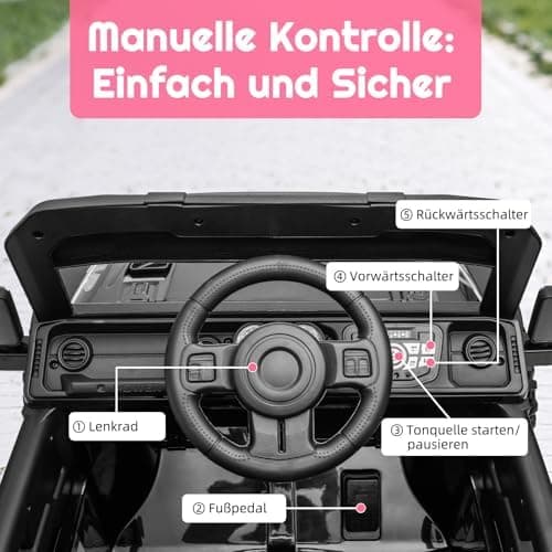 Kinder Elektroauto Schwarz mit Verbesserter Akku 12V 7AH und Sicherheitsgurten