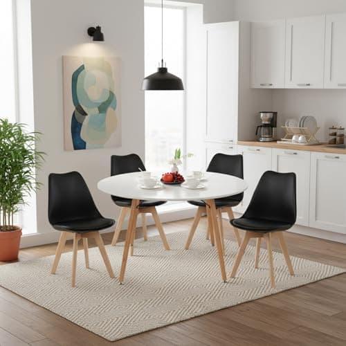 H.J WeDoo Skandinavisches Esszimmer Esstisch Set mit 4 Stühlen Eiscreme-Grün 100cm