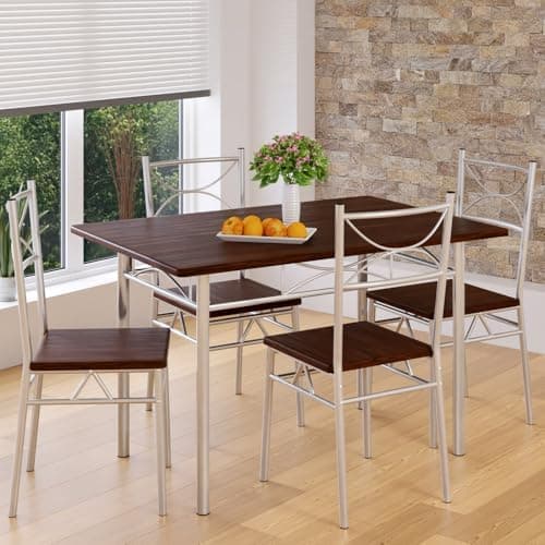 Casaria® Esstisch mit 4 Stühlen Holz 5-TLG Set Industrial Paul Weiß  
Casaria® Industrial Esszimmer Möbel Holz 4 Stühle