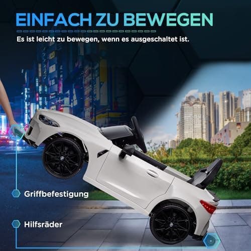 AIYAPLAY Kinder Elektroauto für 3-5 Jahre Kinder - 12V 2,4 GHz Fernbedienung mit Hupe, LED, Musik & Sanftstart - Rot