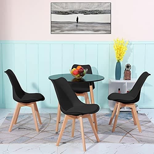 H.J WeDoo Skandinavisches Esszimmer Esstisch Set mit 4 Stühlen Eiscreme-Grün 100cm