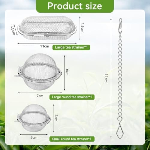 Edelstahl Teesieb 3 Stück, Ideal für Teekannen - Gewürzkugel & Teefilter, 3 Größen