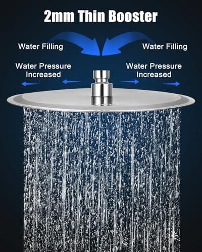 Regenduschkopf Edelstahl 304 360° Verstellbar für Dusche Selbstreinigende Düsen Duschkopf mit Edelstahl 10 Zoll