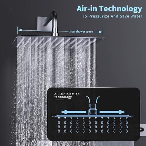 Regendusche Duschkopf Edelstahl Hochdruck 360° Schwenkbar Spa-Duscherlebnis Einfache Montage (Silber, 12 Zoll)