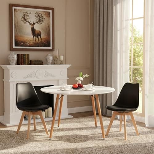 H.J WeDoo Skandinavisches Esszimmer Esstisch Set mit 4 Stühlen Eiscreme-Grün 100cm