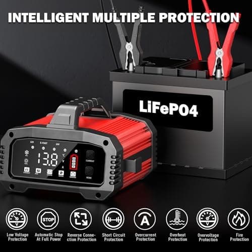 K FZ Batterieladegerät 12V/24V 20A, Vollautomatisches Intelligentes Ladegerät, LCD-Bildschirm für Auto, Motorrad, LKW, R
