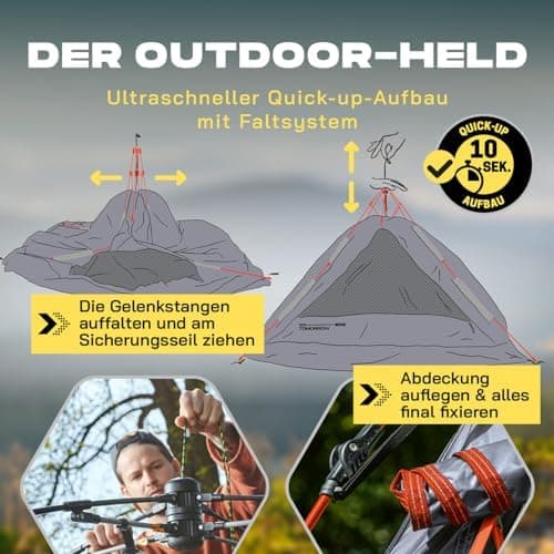 Lumaland Pop Up Camping Zelt 2-3 Personen | 4 Jahreszeiten Igluzelt Leicht, Wasserdicht & Robust | Outdoor Trekking & Fe