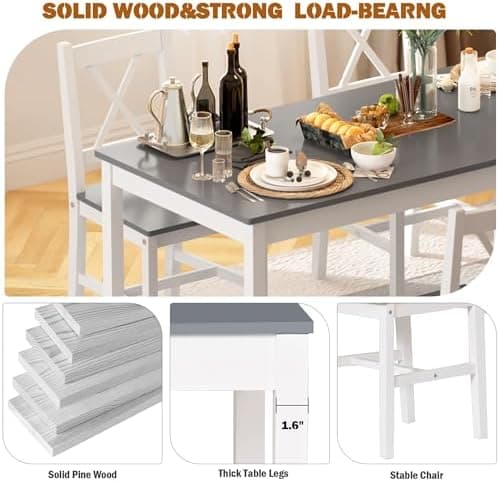 SogesHome Essgruppe Holzwerkstoffe Esszimmer Möbel Set mit 4 Stühlen Schlichtes Design für Esszimmer
SogesHome MDF Essgr