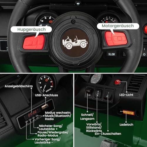COSTWAY 24V Kinder Elektroauto für 3- bis 8-Jährige mit 2,4G-Fernbedienung und Musik (Rot)  
COSTWAY 24V Kinder Elektroa