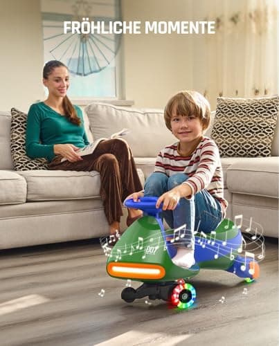 FanttikRide N7 Pro Kinder Elektroauto - Elektrisches Rutschauto für 3-7Jährige - Bluetooth, Pedal, Typ-C Aufladung, Leuc