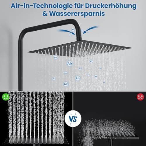 Auralum Regendusche Duschkopf 12 Zoll, edelstahlige Selbstreinigende Düsen, 360° Verstellbar, Chrom Recycled Claim Stand