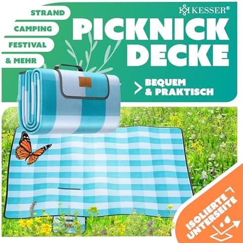 Kesser® Picknickdecke wärmeisoliert für 4-6 Personen - rot, faltbar mit Tragegriff und wasserdichter Unterseite