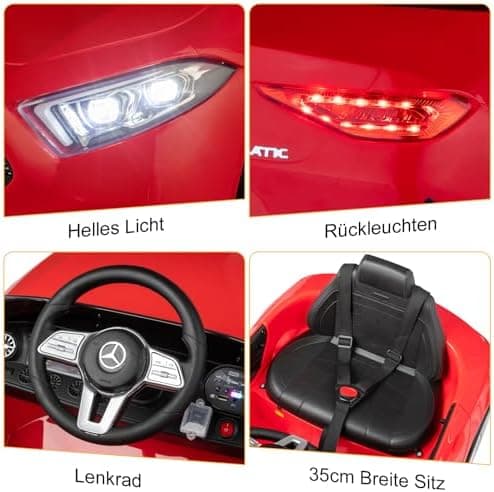 LEADZM Kinder Elektroauto Mercedes Benz CLS 350 - Elektrisch mit MP3, Hupe und LED-Leuchten (CLS Schwarz)