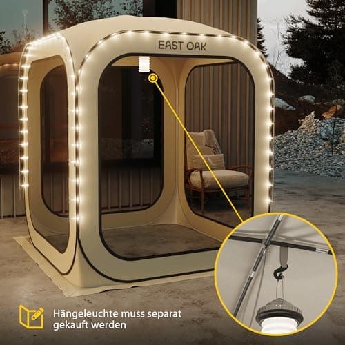 EAST OAK Pop Up Zelt 2-3 Personen - ideal für Familie, Camping und Garten - Wasserdicht, UV-Schutz, 360° Belüftung, Anti