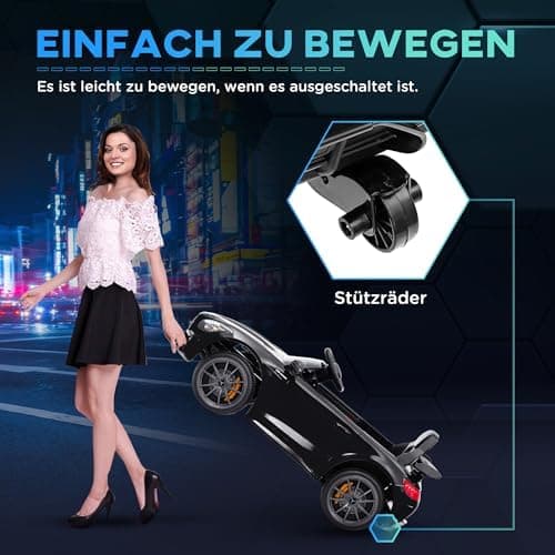 AIYAPLAY Kinder Elektroauto Schwarz für 3-6 Jahre mit 2,4G Fernbedienung und Musik