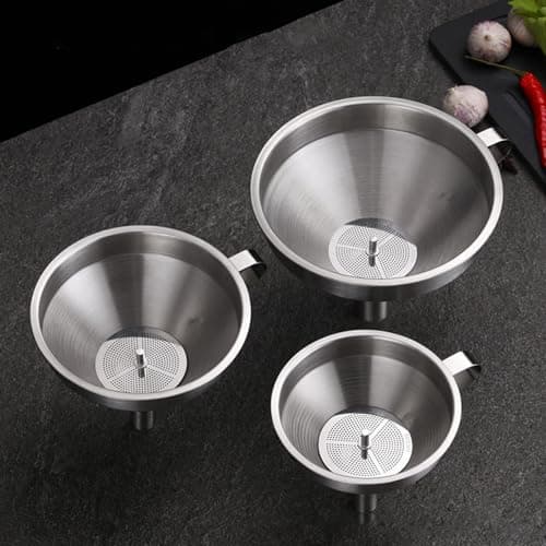 Trichter Edelstahl 13cm Küchen-Trichter mit 200 Mesh Lebensmittelfiltersieb für Flüssigkeitsübertragung