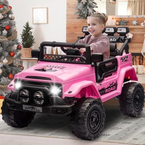 HAUSPROFI Kinder Elektroauto 12V - Elektro Kinderauto mit 2,4G Fernbedienung, LED, Bluetooth und Musik für 3-5 km/h - id