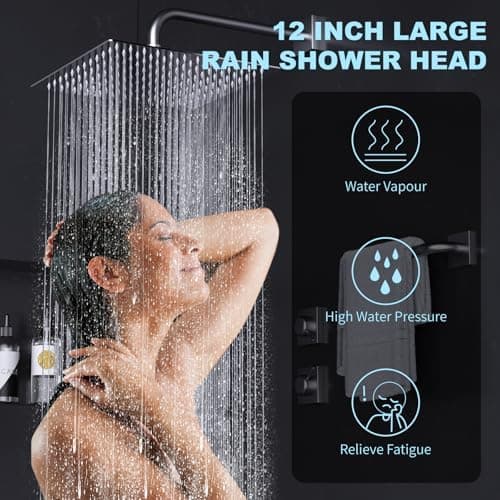 Regendusche Duschkopf Edelstahl Hochdruck 360° Schwenkbar Spa-Duscherlebnis Einfache Montage (Silber, 12 Zoll)