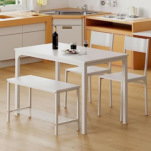 Sogesfurniture 4-teiliges Essgruppe Vintagebraun für Wohnzimmer und Esszimmer mit Ablagefläche und Rechteckigem Esstisch