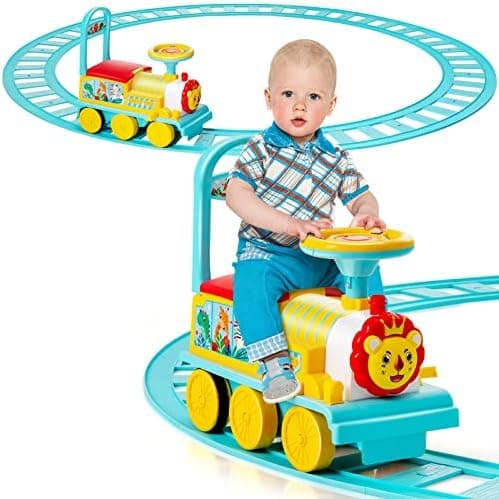 COSTWAY 6V Kinder Elektroauto Grün - Elektro Zug mit Musik & Lichter für 3+ Jährige Kinder im Haus oder Garten